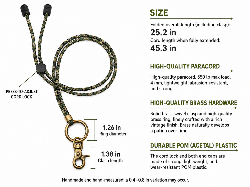 Adjustable Paracord Neck Lanyard for Small Pouches Glasses and EDC Gear