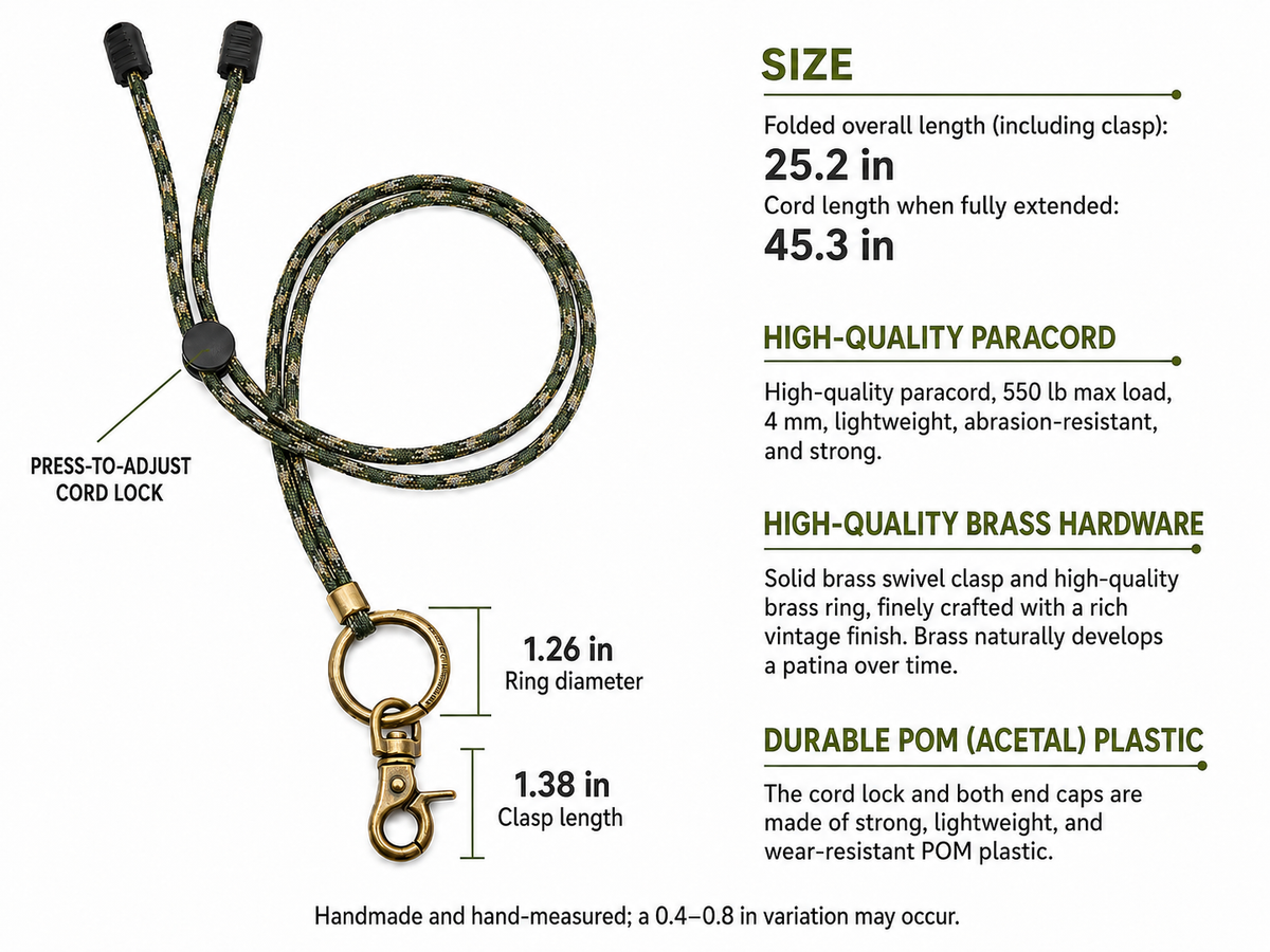 Adjustable Paracord Neck Lanyard for Small Pouches Glasses and EDC Gear