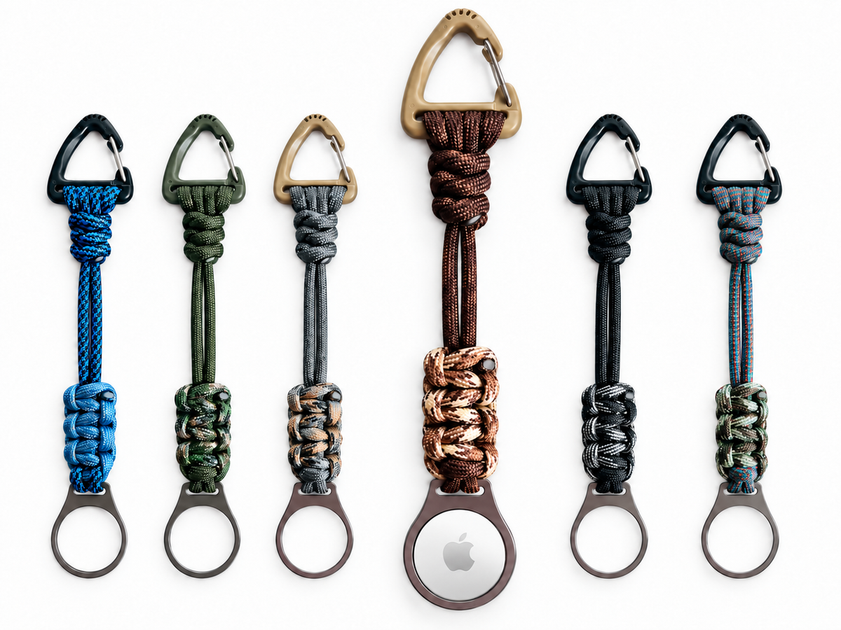 Handmade Paracord AirTag Keychain with Titanium Alloy Carabiner