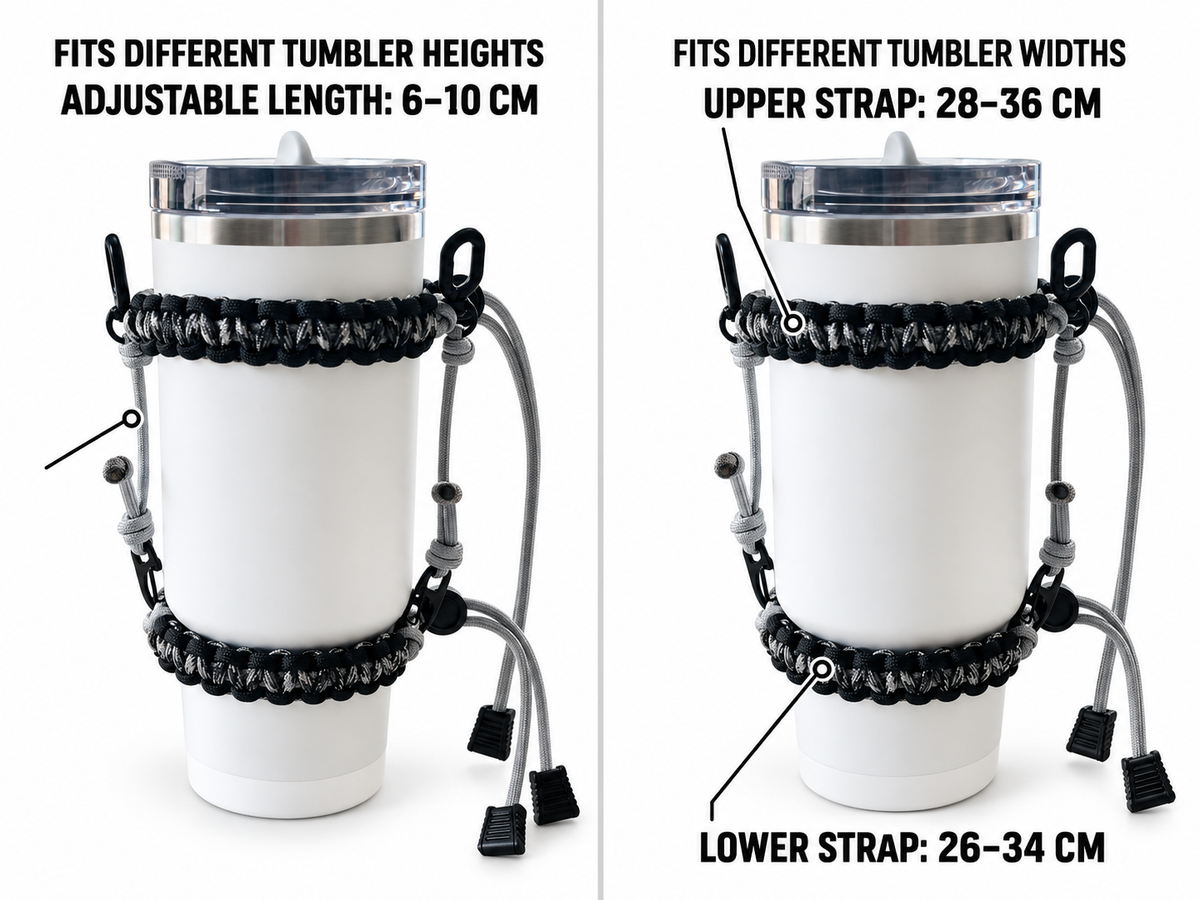 Personalized Beaded Paracord Cup Carrier with Name – Adjustable Crossbody Water Bottle Holder