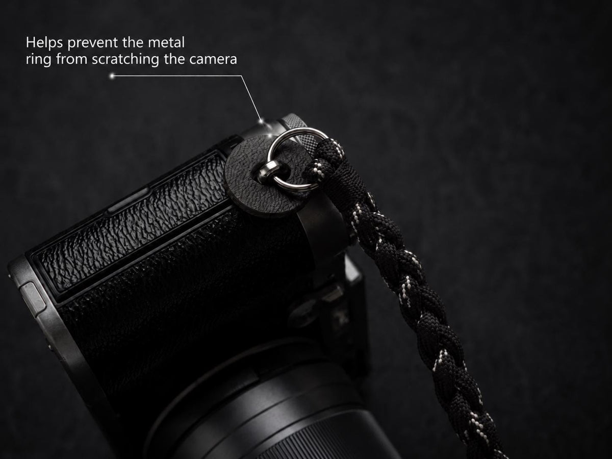 Handmade Paracord Camera Wrist Strap, Genuine Leather Lanyard, Outdoor Style DSLR Accessory