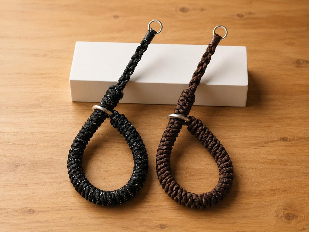 Handmade Paracord Camera Wrist Strap, Genuine Leather Lanyard, Outdoor Style DSLR Accessory