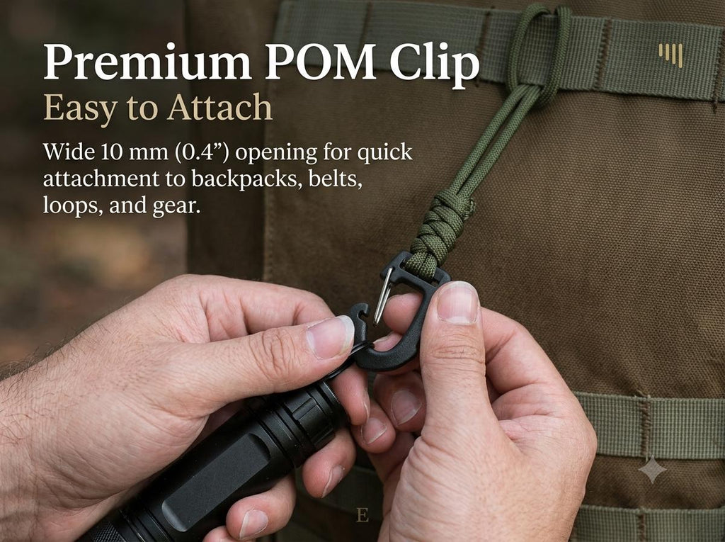 550 Paracord Gear Clip Set | Large & Small Matching Clips | Backpack Accessory | EDC Keychain | Handmade Gift for Him