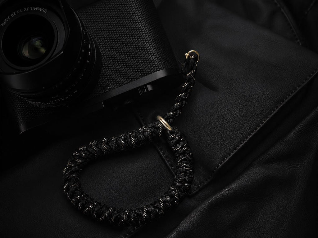 Handmade Paracord Camera Wrist Strap, Genuine Leather Lanyard, Outdoor Style DSLR Accessory