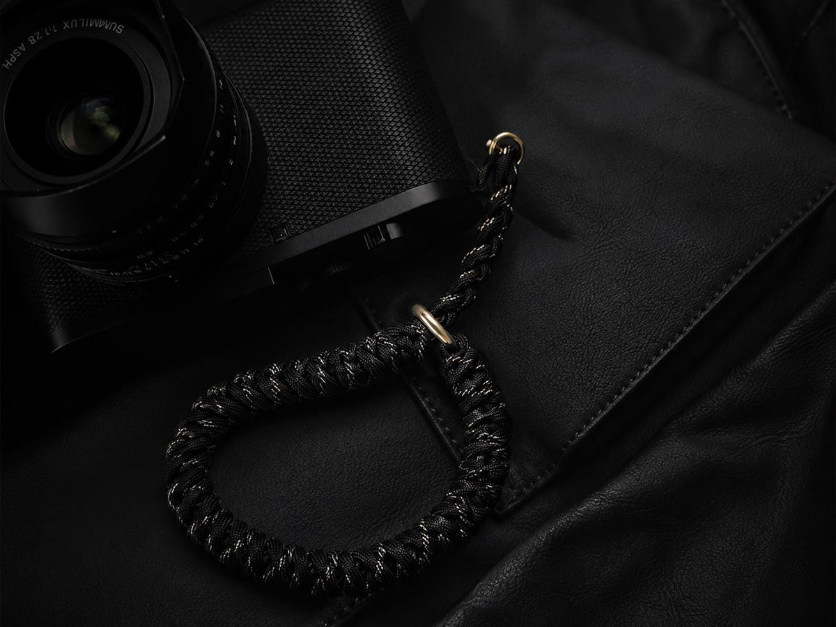 Handmade Paracord Camera Wrist Strap, Genuine Leather Lanyard, Outdoor Style DSLR Accessory