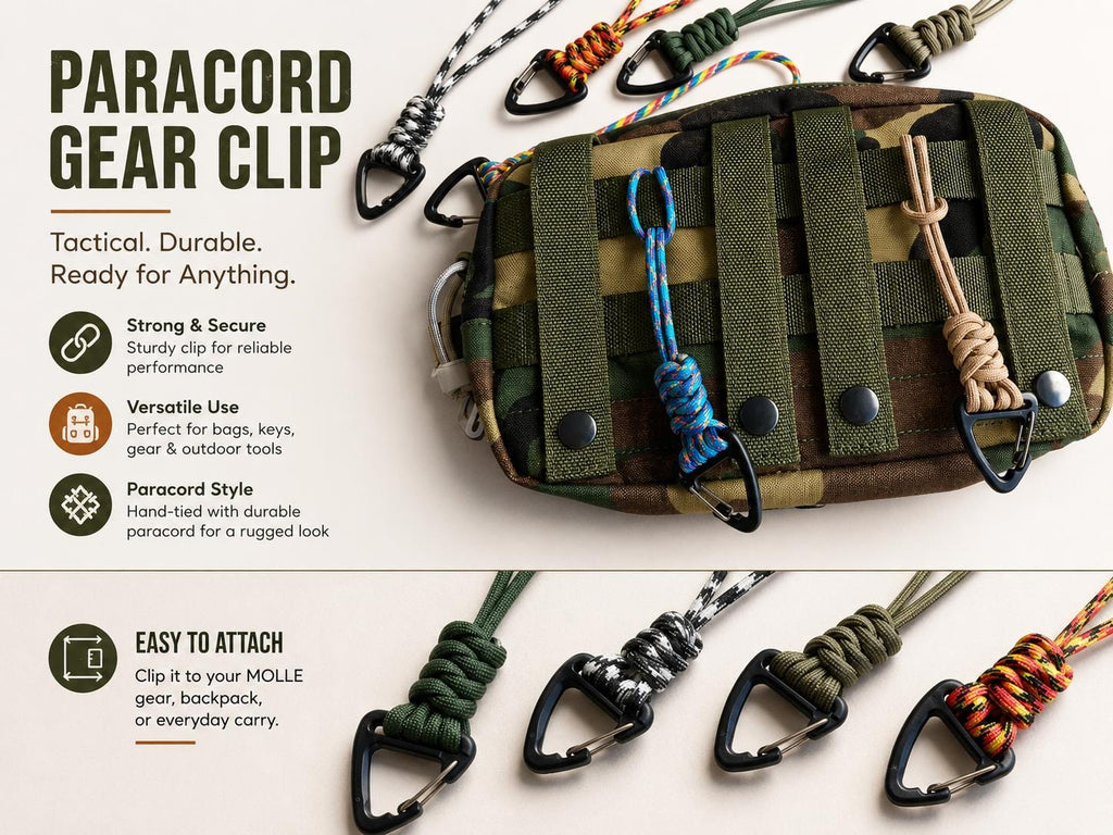 550 Paracord Gear Clip Set | Large & Small Matching Clips | Backpack Accessory | EDC Keychain | Handmade Gift for Him
