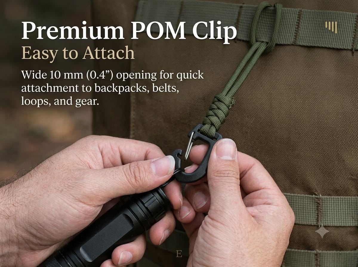 EDC Backpack Gear Clip, Paracord Gear Holder, Backpack Accessory for Gloves, Keys & Outdoor Tools, MOLLE Attachment
