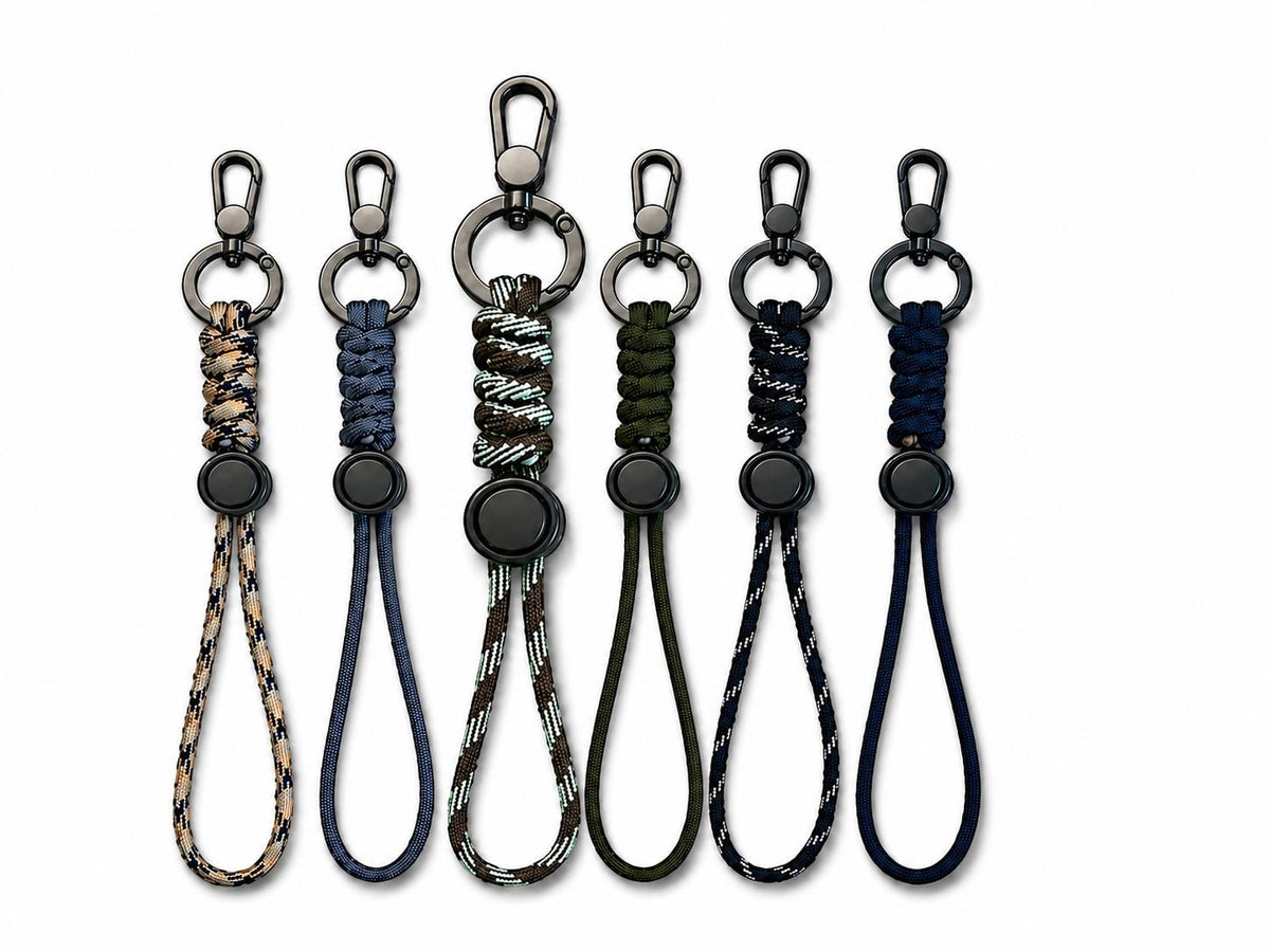 Paracord Wrist Strap with Phone Tether Tab, Adjustable EDC Lanyard, Signature Earth-Tone Colors, Carabiner Clip for Phone, Ca