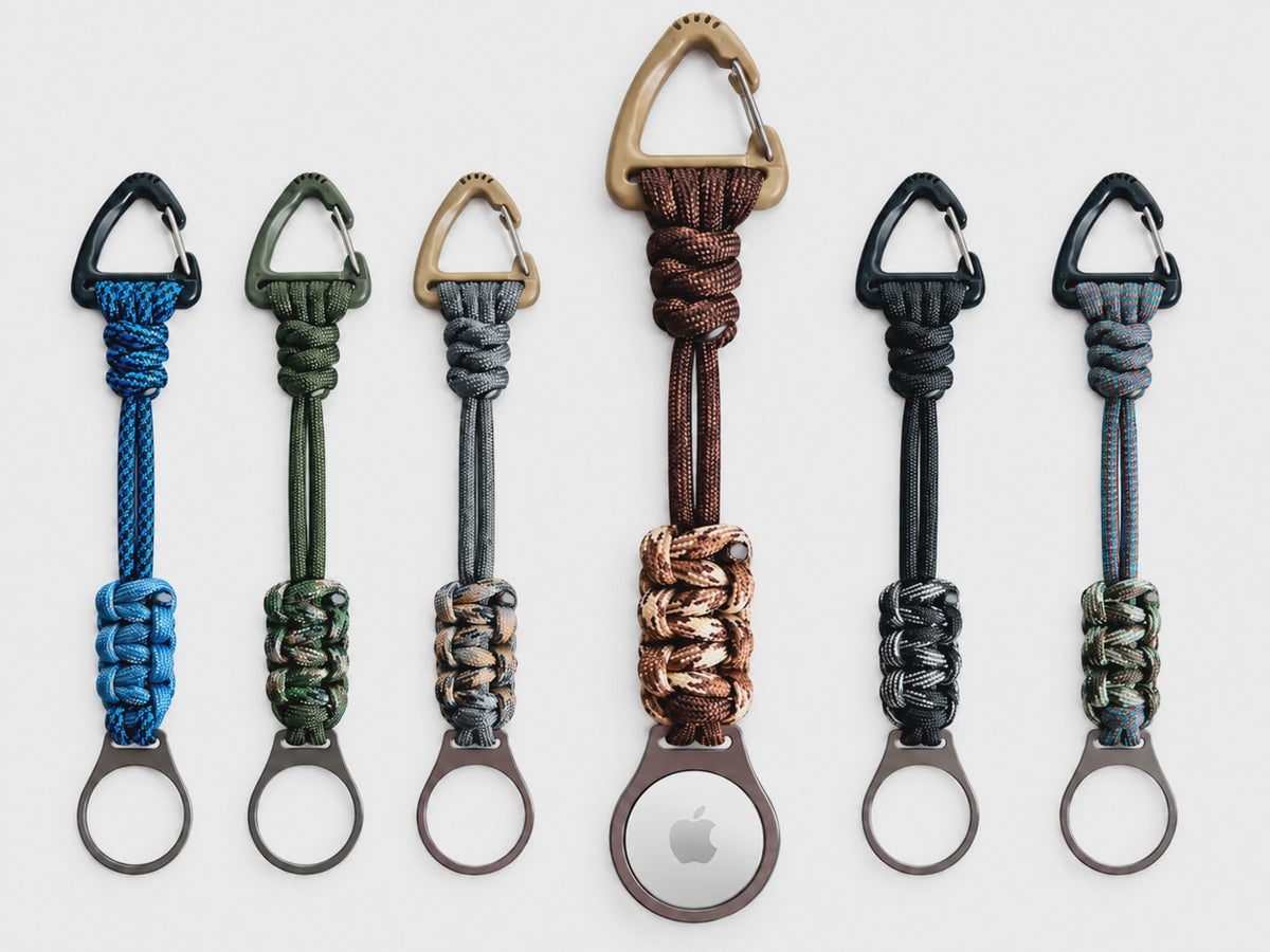 Handmade Paracord AirTag Keychain with Titanium Alloy Carabiner